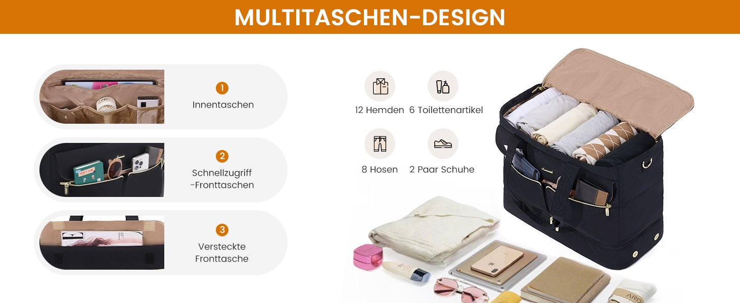 Сумка-мішок LOVEVOOK Weekender 45L для подорожей, спорт, клініки, пологового будинку. З відділенням для взуття та мокрих речей. Чорний+бежевий+коричневий.