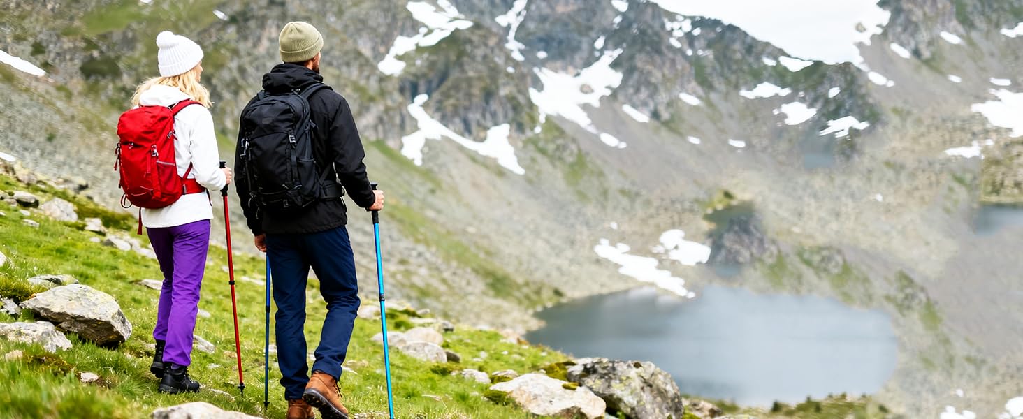 Телескопічні палиці для скандинавської ходьби та трекінгу (2 шт), складані, 110-130 см, алюмінієві, чорні, з гумовими наконечниками та сумкою