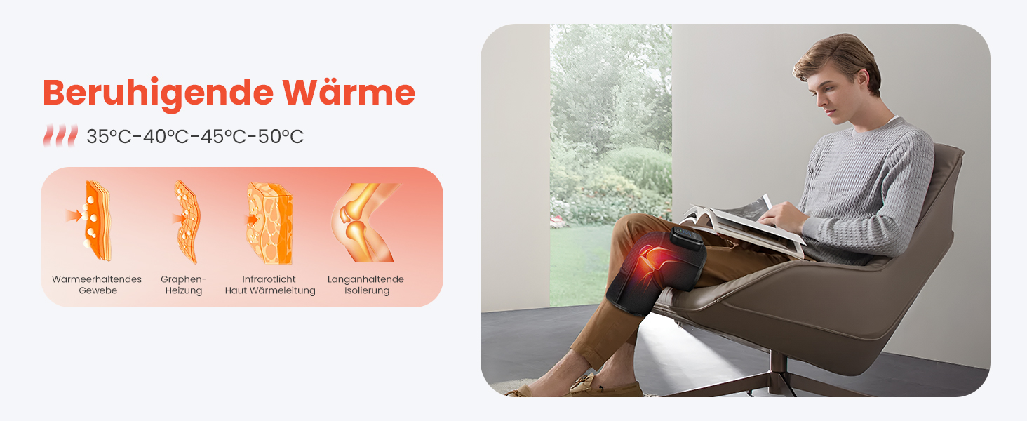 COMFIER Масажер для колін бездротовий, з підігрівом та вібрацією, 4 рівні нагріву з графену, подарунок для мами/тата, 17.5X16X7.5 см