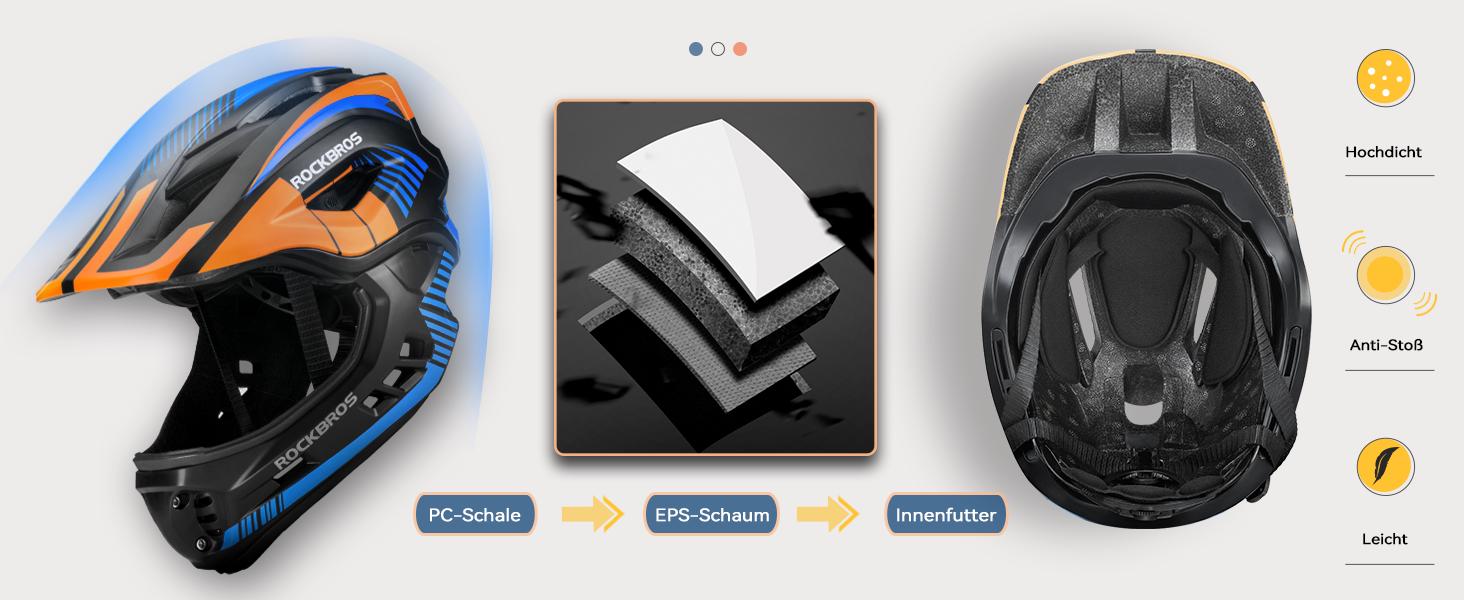 Шолом ROCKBROS дитячий інтегрований велосипедний, Fullface знімний захист підборіддя, BMX, MTB, Downhill, помаранчевий, розмір M