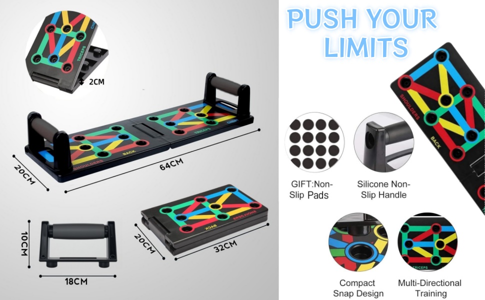 Багатофункціональна дошка для віджимань 12 в 1 з ручками, складаний тренажер для м'язів грудей, спини та плечей для дому, фітнес-набір для чоловіків та жінок