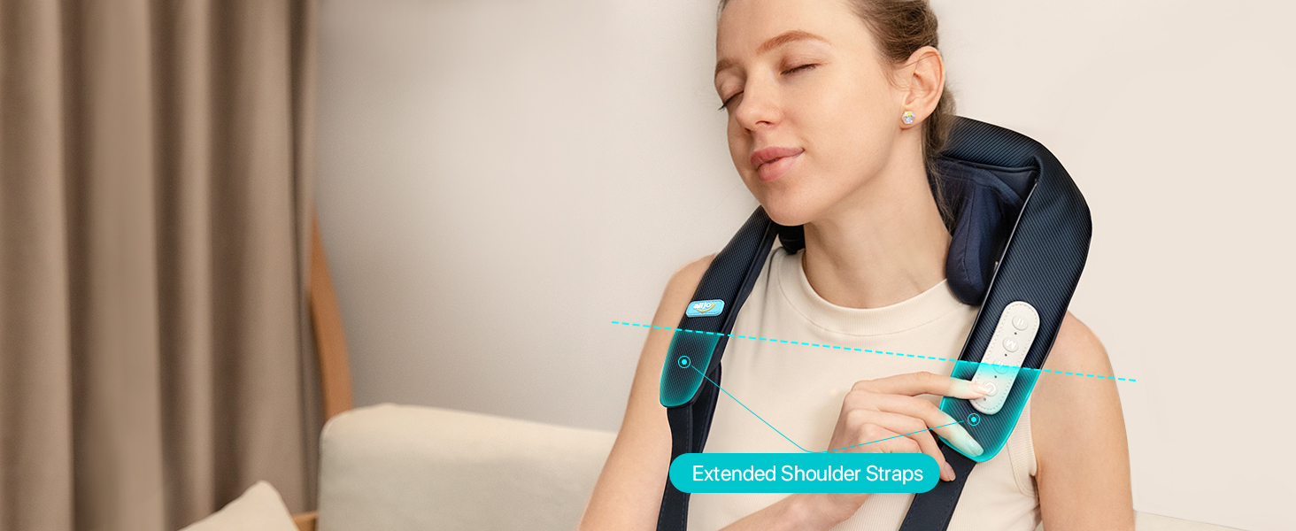 Бездротовий масажер для шиї, спини та ніг ALLJOY 4D Shiatsu з підігрівом, синій – подарунок для чоловіків і жінок