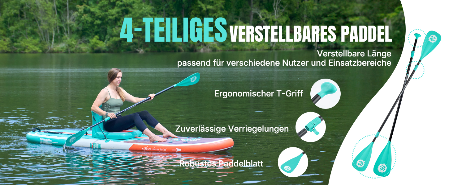 Надувне SUP-борд Niphean Stand Up Paddle Board з сидінням та аксесуарами, 320 см, для 2 осіб, до 200 кг