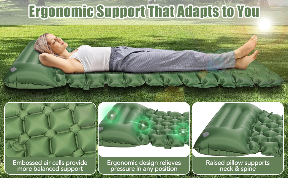 Isomatte самонадувна туристична, килимок для кемпінгу Ultraleicht з помпою та подушкою, водонепроникний, для відпочинку на природі