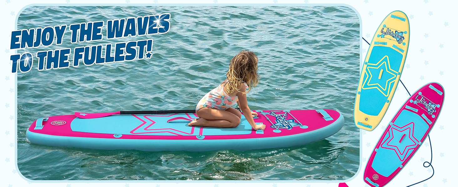 Надувне SUP-борд для дітей та підлітків з аксесуарами (рожевий, зірка)