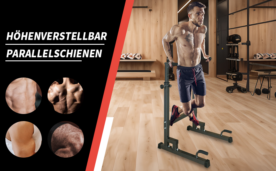 GYMFLEX Станція для віджимань Dip Station, багатофункціональний турнік, фітнес-обладнання для калістеніки та силових тренувань, підходить для домашнього спортзалу (102-130 см)