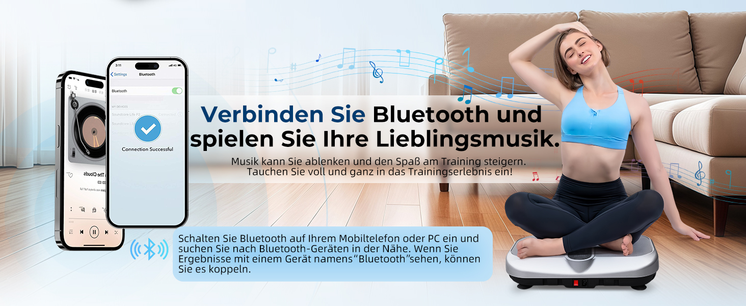 Вібраційна платформа 4D для дому з пультом, стрічками опору, підігрівом та Bluetooth, 150 кг, 120 рівнів