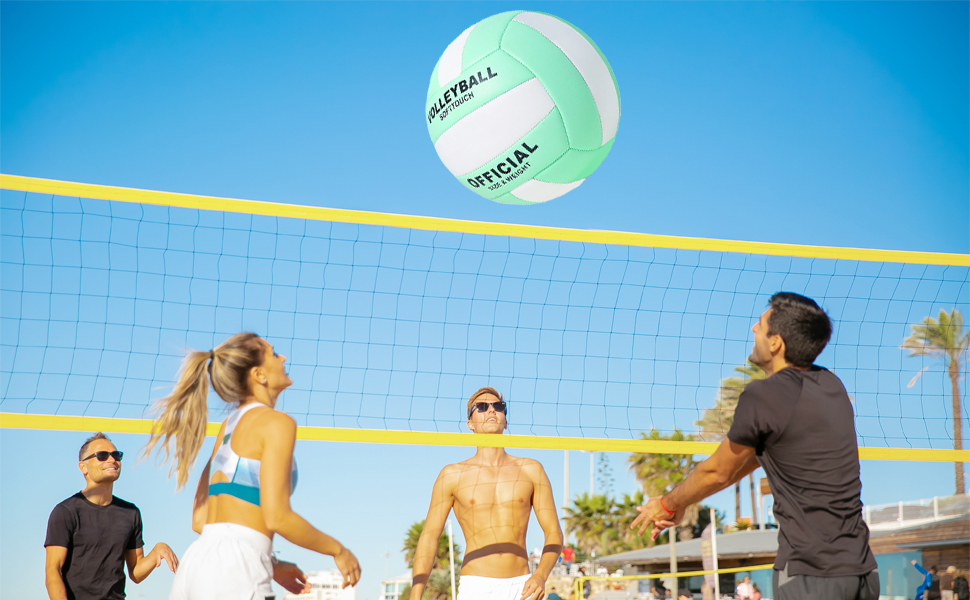 Волейбольний м'яч офіційного розміру 5, комплект з м'яким м'ячем для гри в приміщенні, на вулиці, на пляжі, тренувальний інвентар для пляжного волейболу та басейну, фітнес-зал, зелено-білий