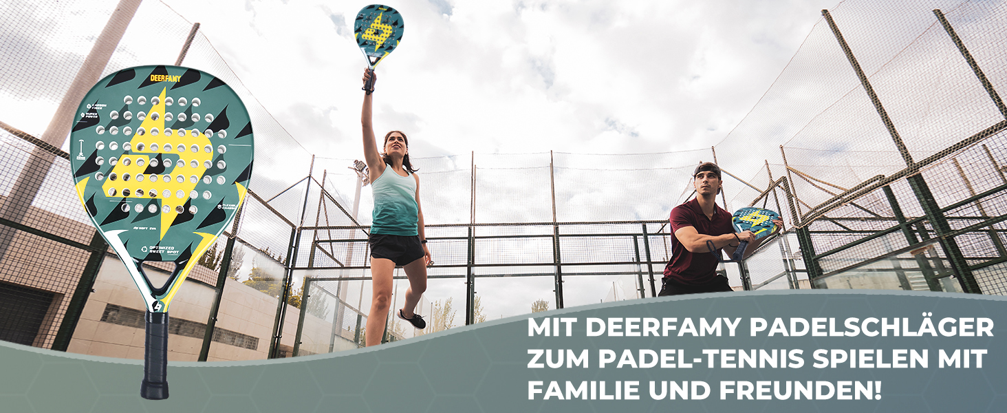 Ракетка DEERFAMY Padel EVA & Full Carbon, міцна та ідеальна для початківців, збільшена швидкість завдяки конструкції на 68 отворів, нековзна рукоятка та розмір шнура зап'ястя 47*26*3,8 см - унісекс, дорослий, 0,4 кг