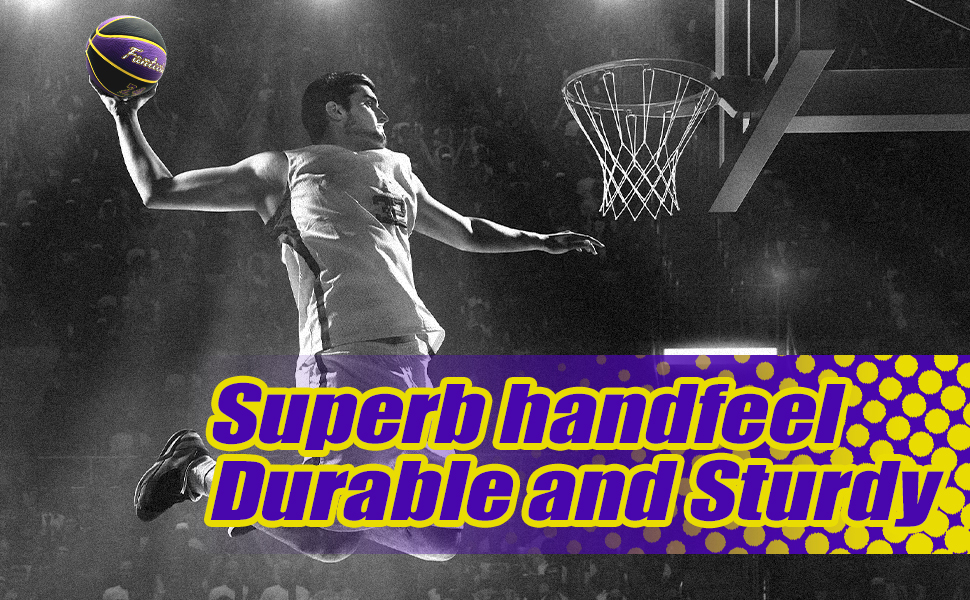 Баскетбольний м'яч Fantecia 7 розміру з насосом - преміум м'яч Street Rubber для гри та тренувань у залі та на вулиці, фіолетовий