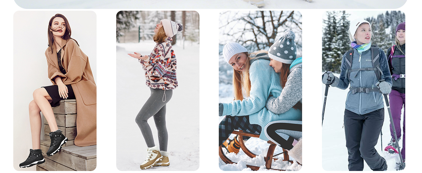 Зимові черевики ASHION для жінок: теплий зимовий взуття, трекінгові черевики, черевики для снігу, чорно-білі, розмір 37 EU