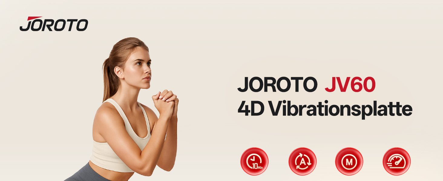 Вібраційна платформа JOROTO 4D для дому: 3 потужні мотори, професійне тренування всього тіла, 10 режимів (3 авто/7 ручні), таймер, до 158 кг, тиха та неслизька