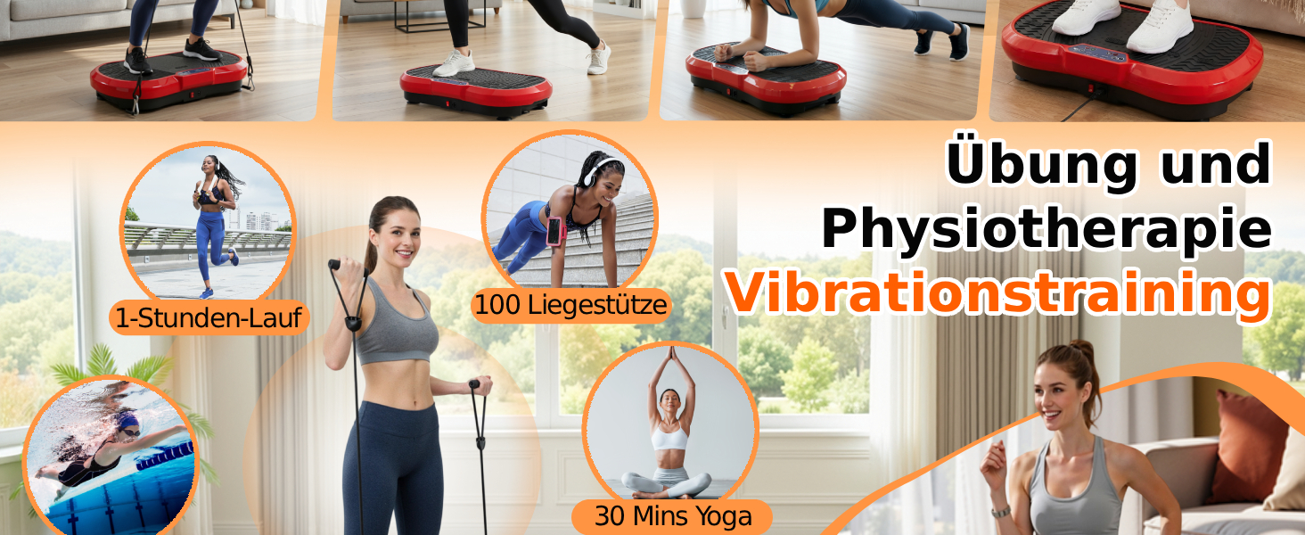 Вібраційна платформа TLGREEN з надтихим мотором, 120 рівнів + 10 програм тренувань, з пультом дистанційного керування, тренувальні гумки, для тренувань всього тіла, схуднення, L-59x34x13cm, чорний