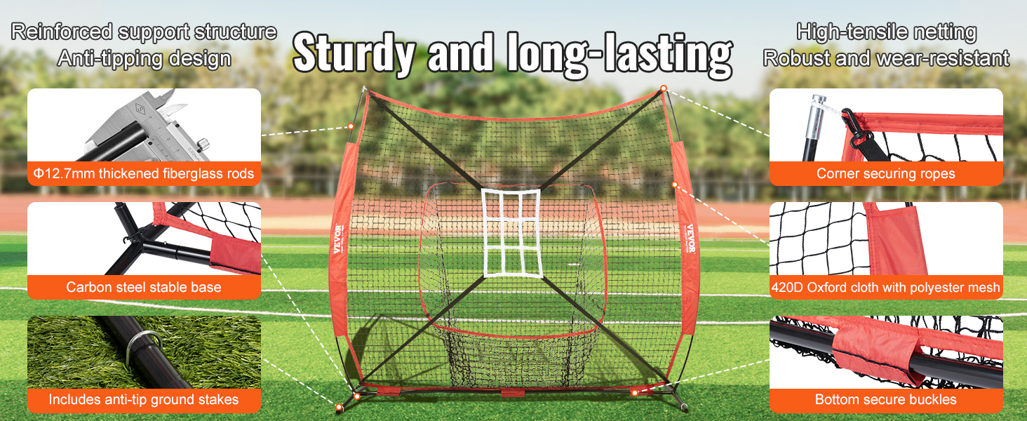 Мережа для бейсболу та софтболу VEVOR: портативна тренувальна сітка для відпрацювання ударів, ловлі, пітчингу з підставкою, сумкою та аксесуарами