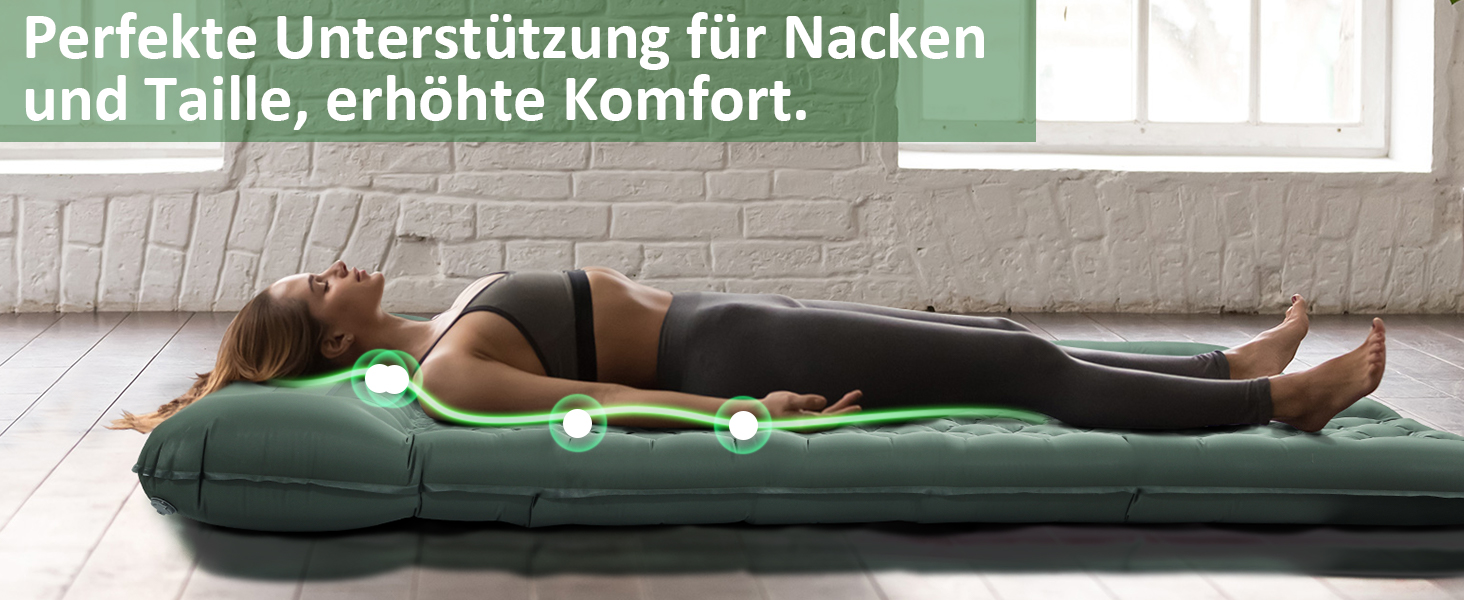 Кемпінговий килимок Jaztral самонадувний, 12 см, для відпочинку на природі, 137x200 см (подвійний).