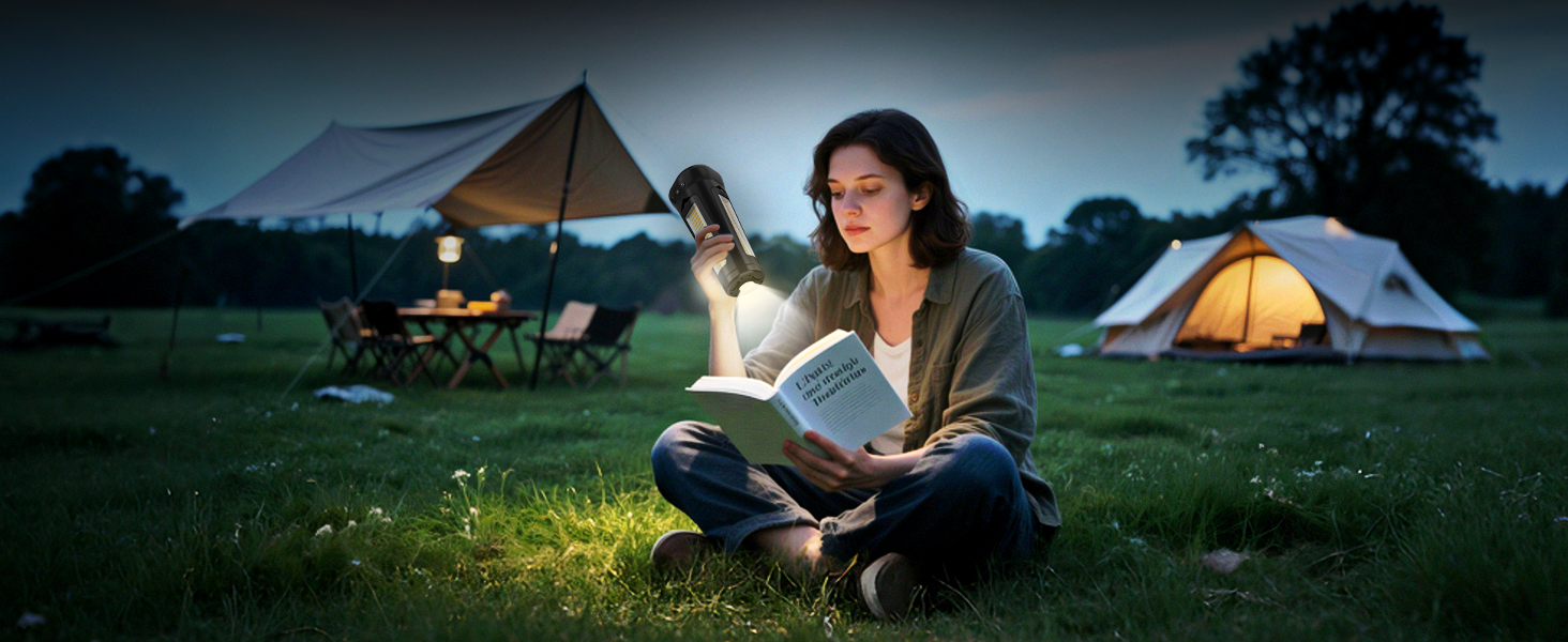 Портативна LED кемпінгова лампа на акумуляторі 15000mAh з телескопічним штативом, 5500LM, IP65, вологостійка, для кемпінгу, подорожей, будівництва та надзвичайних ситуацій (чорна)