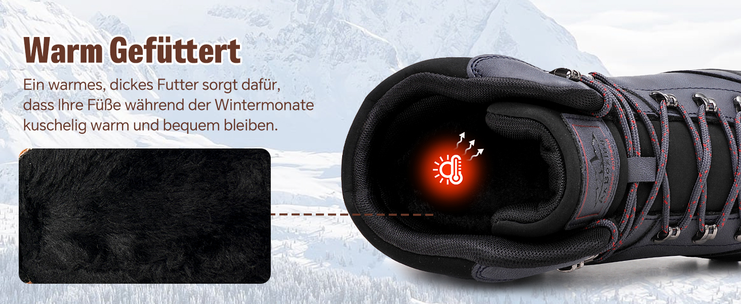 Чоловічі зимові черевики AX BOXING: утеплені, трекінгові, для хайкінгу, водонепроникні, антиковзаючі, 41-46 EU (Темно-синій, 45 EU)