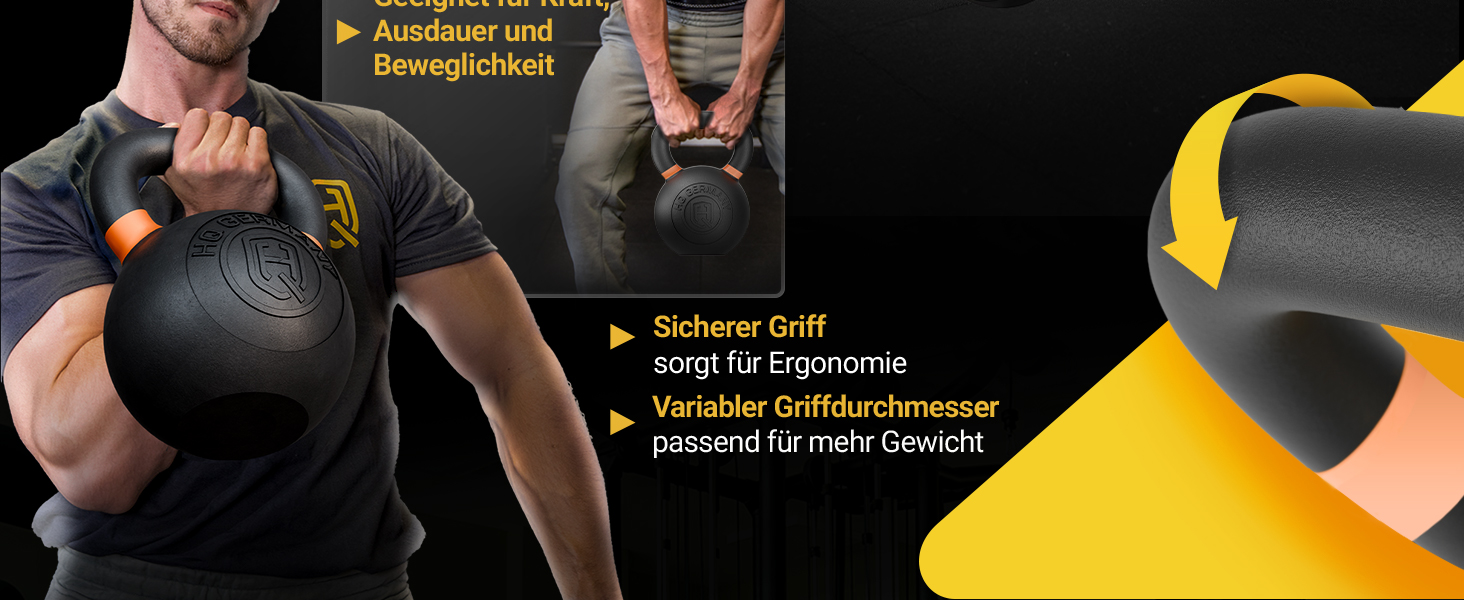 Кетлбел HQ Germany® з порошковим покриттям [2-32кг/Набори] - Набір чавунних кетлбелів преміум-якості з точністю ±2% - Кульова гиря, набір гир, кетл-бел, високоякісні кетлбели з порошковим покриттям (30кг)