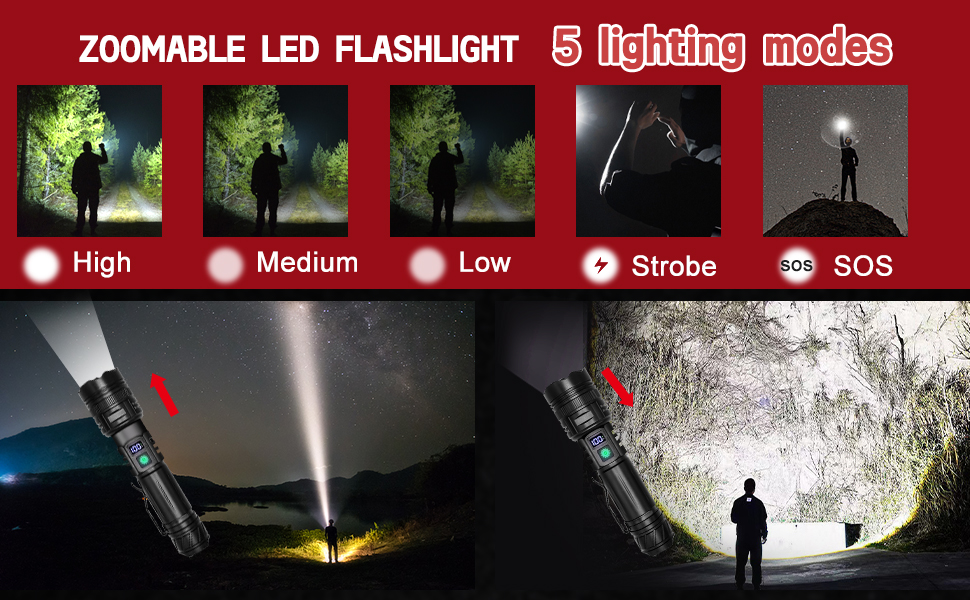 Ліхтарик LED WEDETIAN 2 шт. 30000 Люмен, Тактичний USB-ліхтарик, 5 режимів, для кемпінгу, туризму, надзвичайних ситуацій