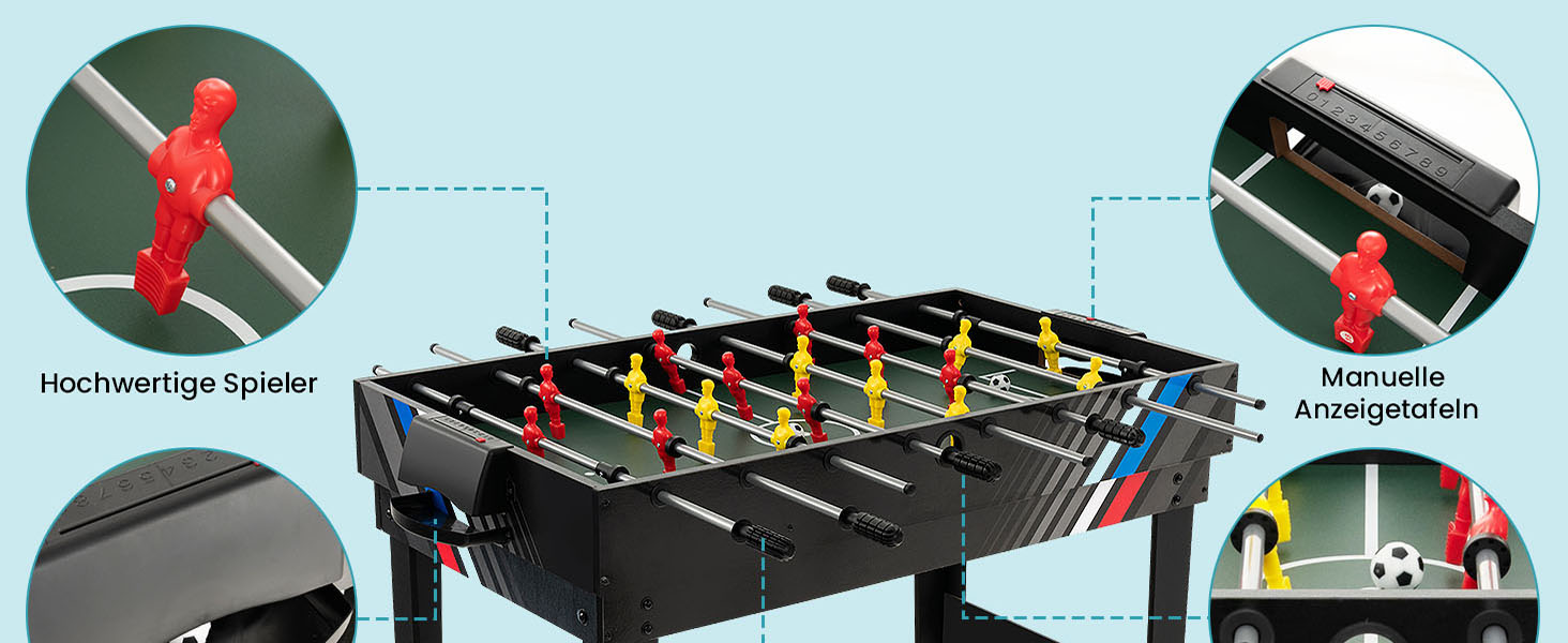 DREAMADE 4-в-1 ігровий стіл: футбол, хокей на повітрі, більярд, теніс. Для дітей та дорослих