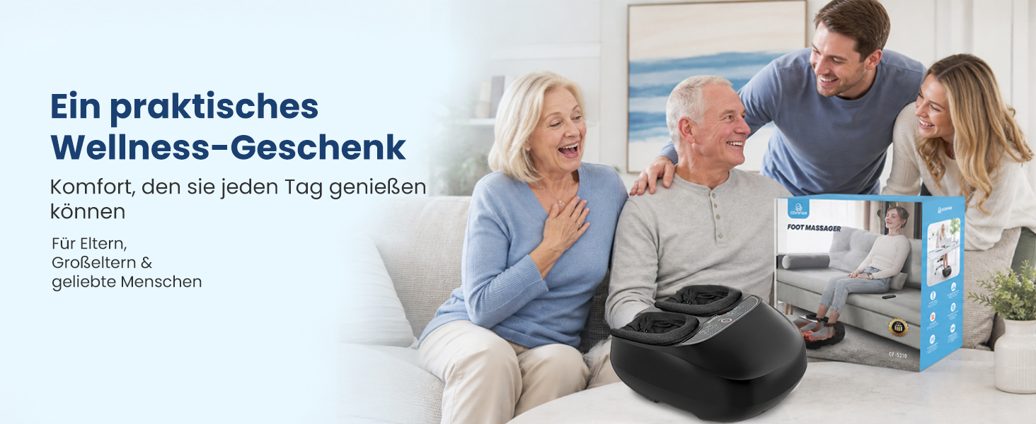 Масажер для ніг COMFIER Shiatsu з функцією підігріву, електричний інфрачервоний масажер стоп (34.5x18.7x40.5 см)