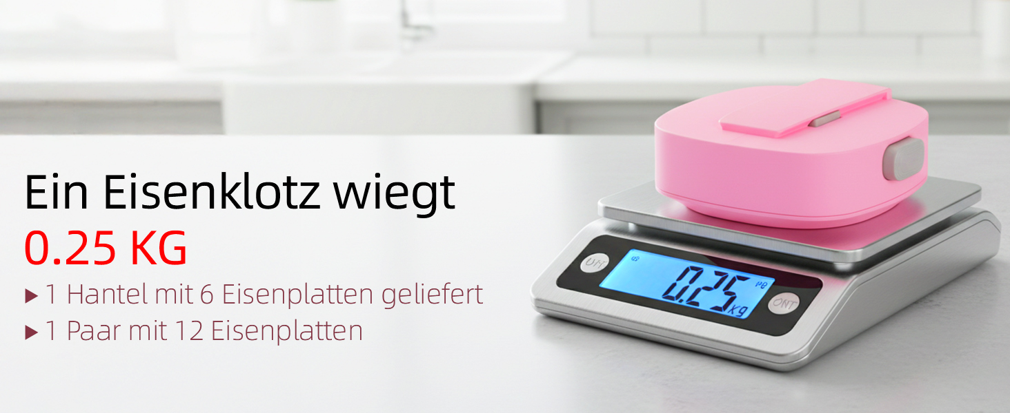 Набір гантелей Abahub 4-в-1, регульовані штанги для дому, фітнесу та силових тренувань. Ідеально для жінок та початківців, рожеві гантелі 1-2.5 кг (2 шт.)