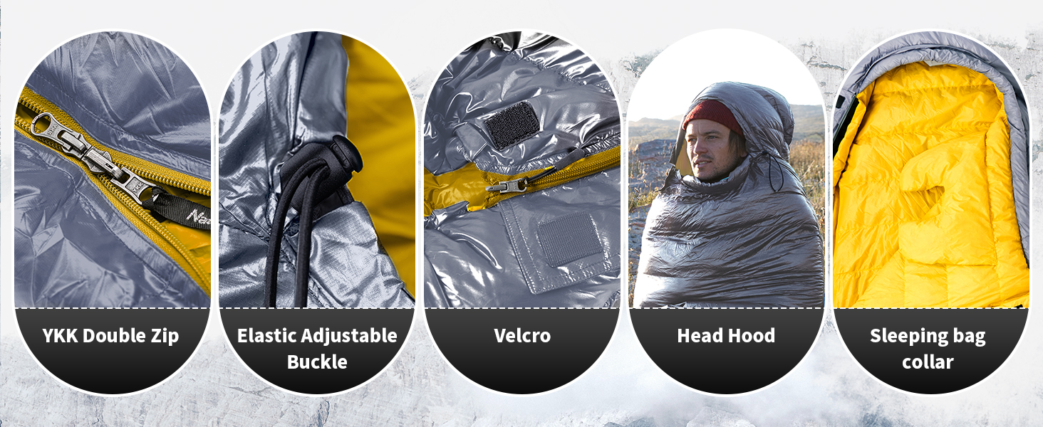 Спальний мішок Naturehike 750FP, 4 сезони, теплий зимовий, ультралегкий, для кемпінгу (CW700/Сірий/L)