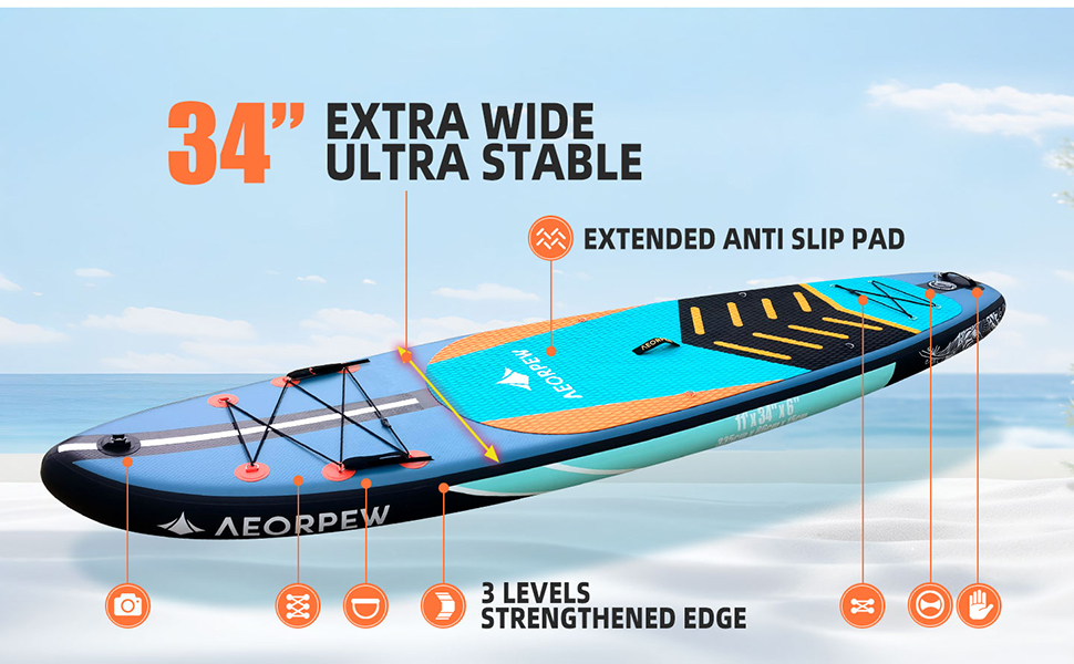 Надувне веслове SUP дошка для дорослих та підлітків, 88.9 см, професійного рівня, з комплектом аксесуарів (блакитна)