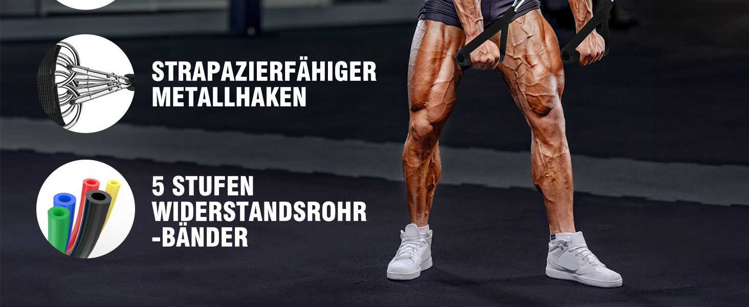 Фитнес-гумки Fokky, набір 5 шт. з різними рівнями опору, з аксесуарами для йоги, пілатесу, силових тренувань (для чоловіків та жінок)