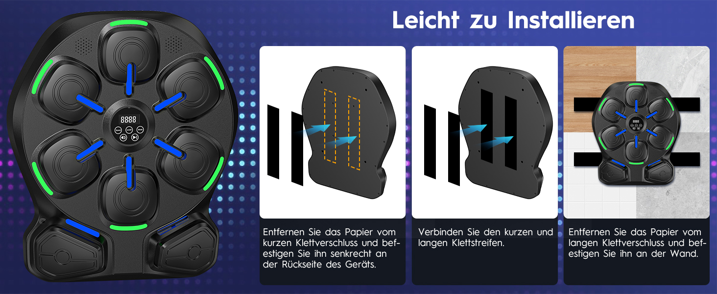 Електронна боксерська машина RevFit з LED-підсвіткою, Bluetooth, 9 режимів швидкості та режим підрахунку ударів, 51 см. Підходить для дітей та дорослих, для дому та фітнес-залу.