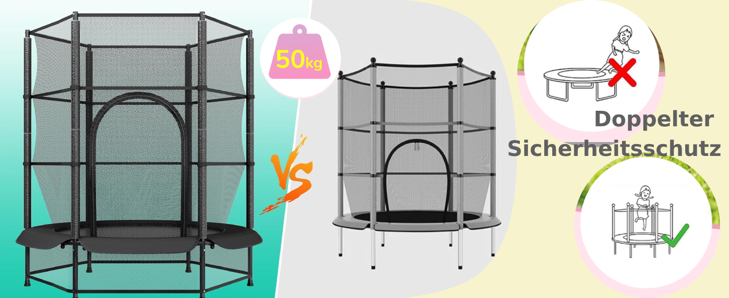 Батут для дітей LIFERUN Ø140 см з сіткою безпеки, для саду та дому, до 50 кг, чорний