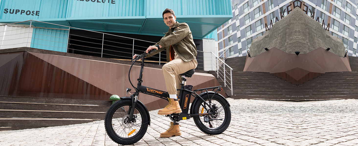 Велосипед HITWAY E-Bike 20 товсті шини, акум. 36/48В, запас 35-100 км, 7 передач