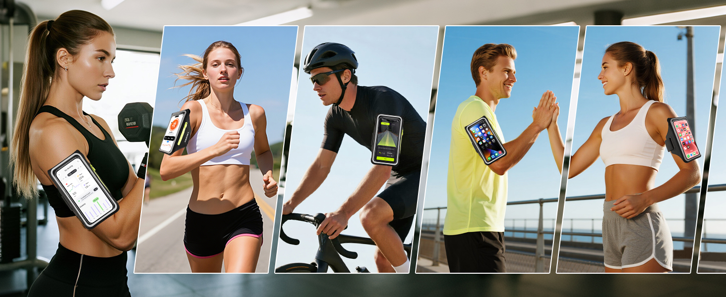 Спортивний браслет на руку для бігу з відділенням для телефону та ключей, чорний. Сумісний з iPhone 17/16/15/14/13/12/11 Pro Max/Plus. Оновлена модель, до 6.9 дюймів.