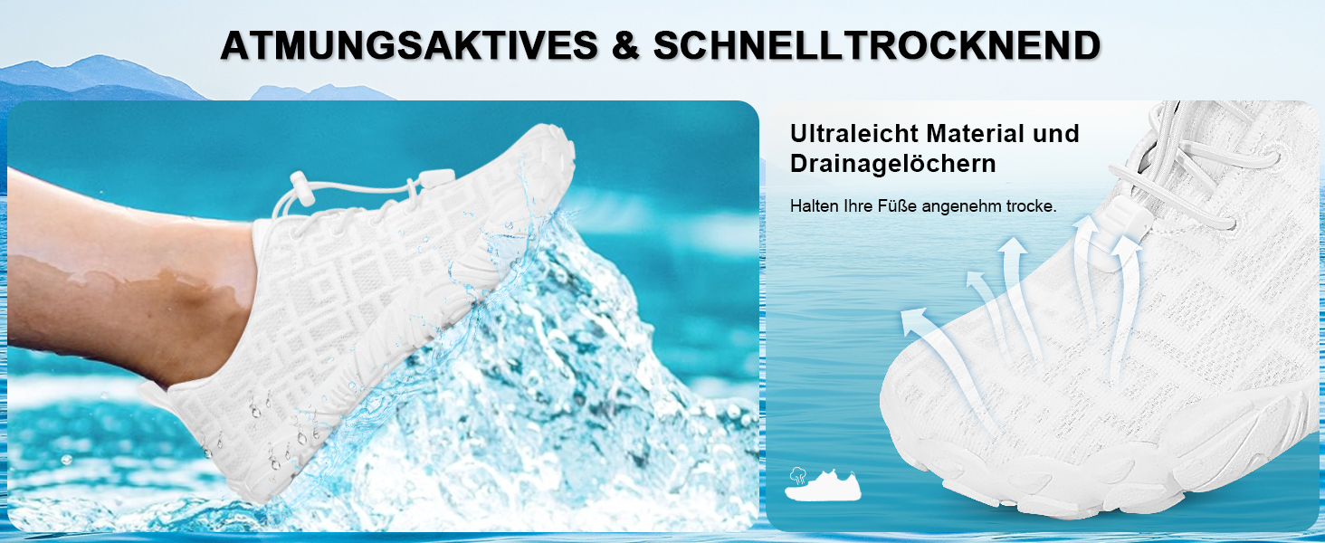 Чоловічі та жіночі босі кросівки Barfuss Schuhe для літа, басейну та трейлраннінгу. Швидка сушка, широка передня частина, Zero-Drop підошва. Колір: білий (C1), чорний (D1). Розмір: 41 EU