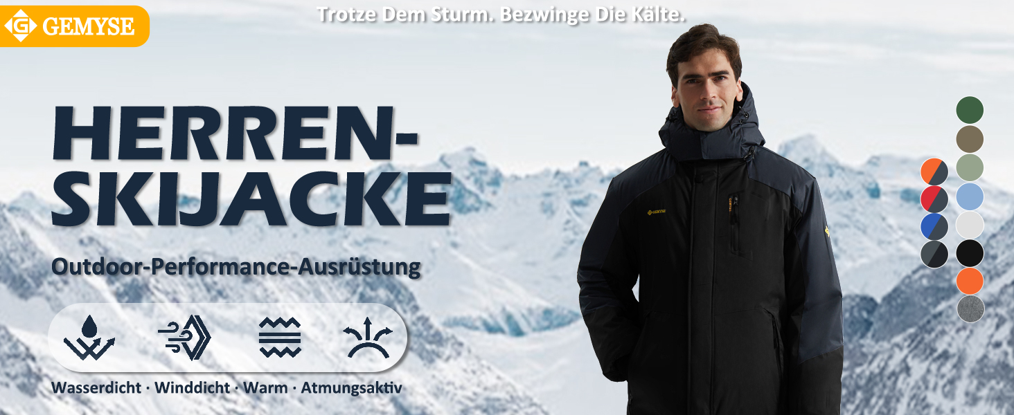 Чоловіча зимова куртка GEMYSE для катання на лижах, тепла, вітронепроникна, водонепроникна, дихаюча, з багатьма кишенями, з капюшоном, білий, розмір L