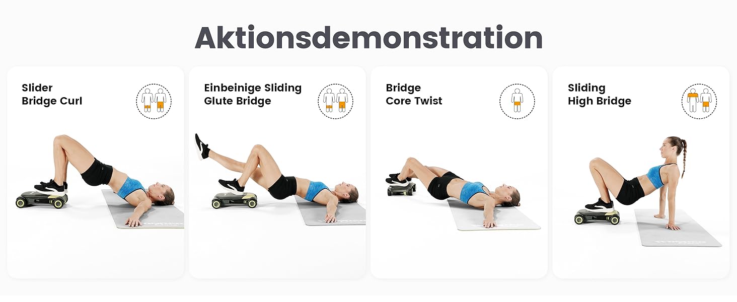 Ролер для пресу Wonder Core Slide Fit з 4 колесами, автоматичний відкат, тренажер для пресу, фітнес-ролер Heroboard з наколінниками (зелений)