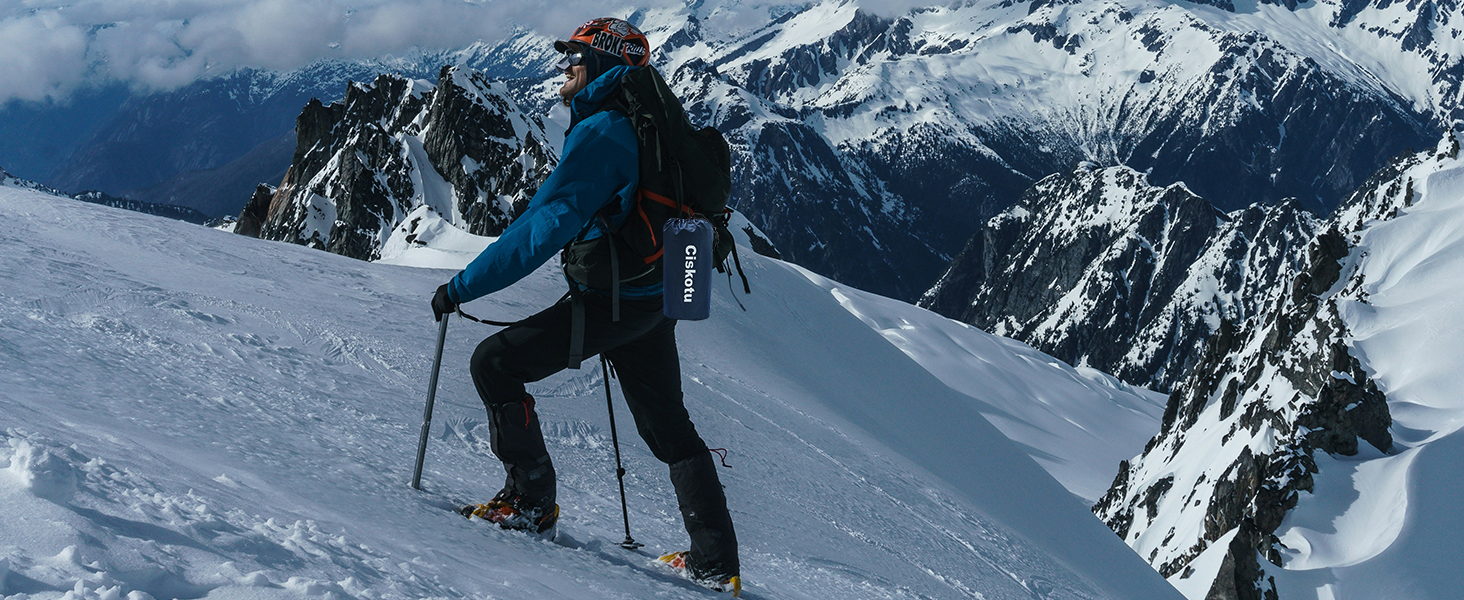 Килимок для кемпінгу Ciskotu самонадувний 8 см з подушкою. Підходить для кемпінгу, піших прогулянок та подорожей. (Синій+Сірий)