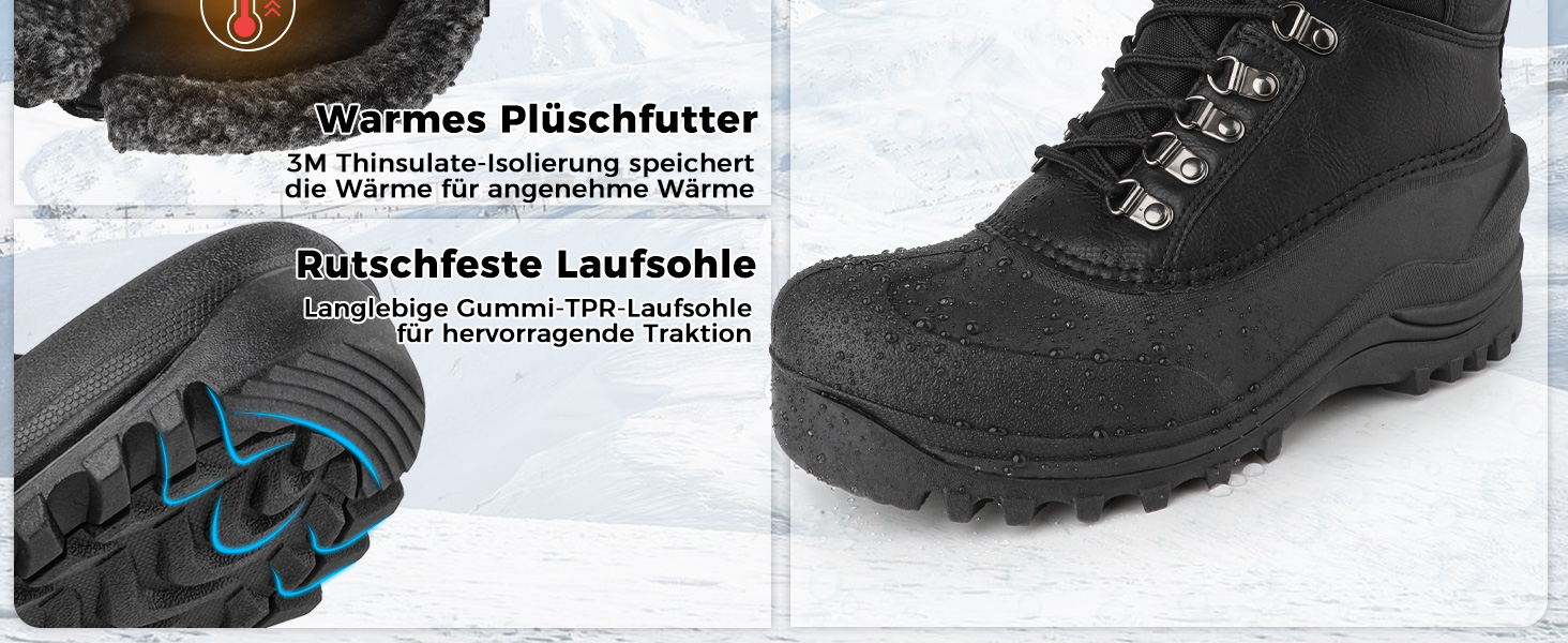 Водонепроникні зимові черевики Riemot для жінок та чоловіків. Теплі, з підкладкою, антиковзні, легкі. Ідеальні для походів, трекінгу, роботи, катання на лижах та активного відпочинку взимку. Розміри EU 36-47. Чорний колір. Нові.