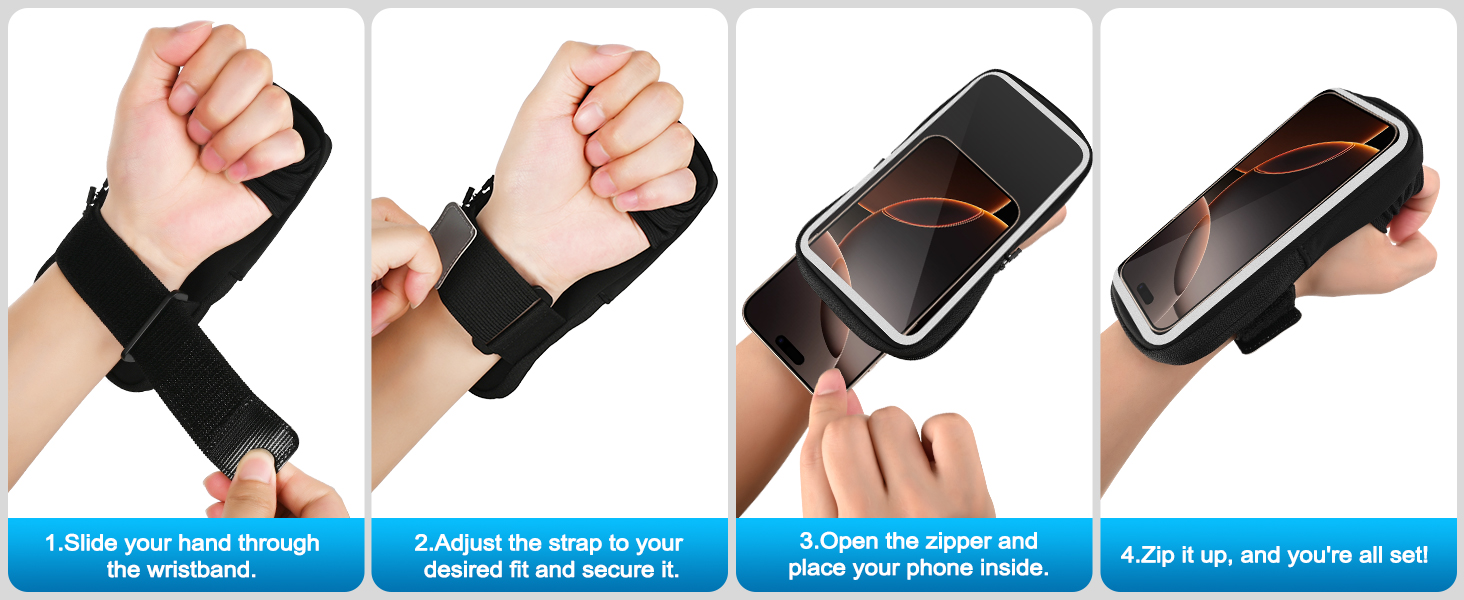 Спортивний браслет для телефону на руку - 2 в 1, підходить для iPhone 16/15/14/13 Pro Max, Huawei P50 Pro/P40, чорний