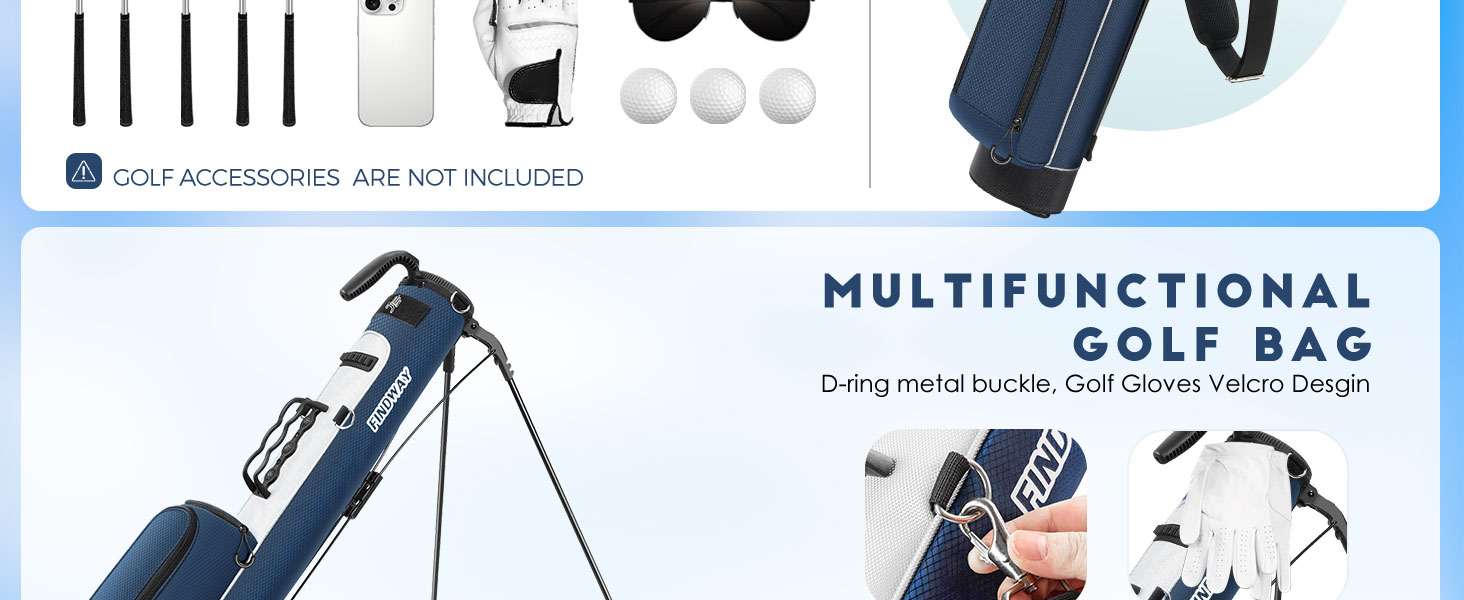 Сумка для гольфу Findway з регульованими плечовими ременями, 2-вегевий роздільник, 2 кишені, легка, для чоловіків та жінок, блакитна