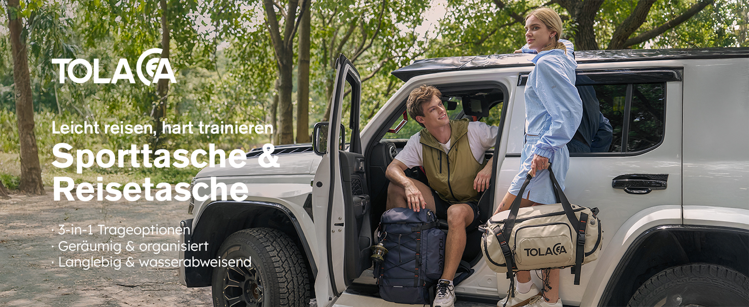 Спортивна сумка-рюкзак Tolaccea для чоловіків та жінок – велика дорожня сумка з відділенням для взуття, мокрою одежі та ноутбука (15,6'') – водонепроникна сумка-мішок для відпочинку, фітнесу, спорту та подорожей (Хакі, 40л)