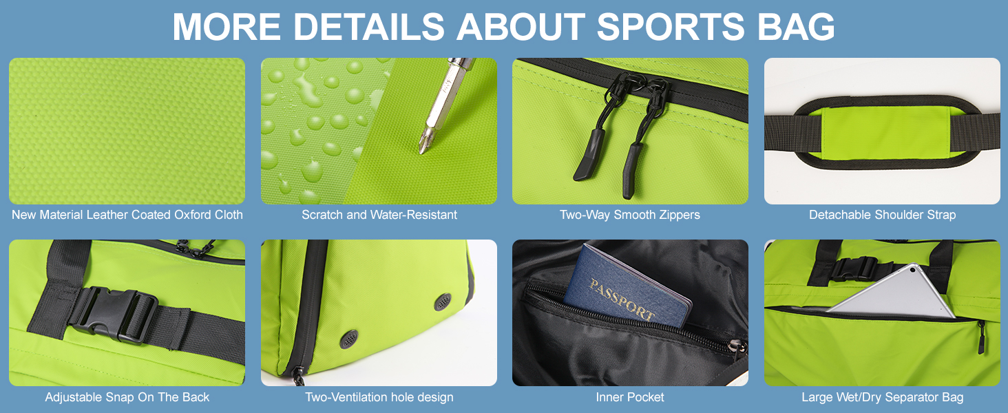Спортивна сумка для жінок та чоловіків з твердим матеріалом, дорожня сумка з відділенням для взуття, з вентиляційними отворами та вологостійким відділенням, водонепроникна сумка-вікендер, спортивна сумка/сумка для плавання/сауни (Зелена)