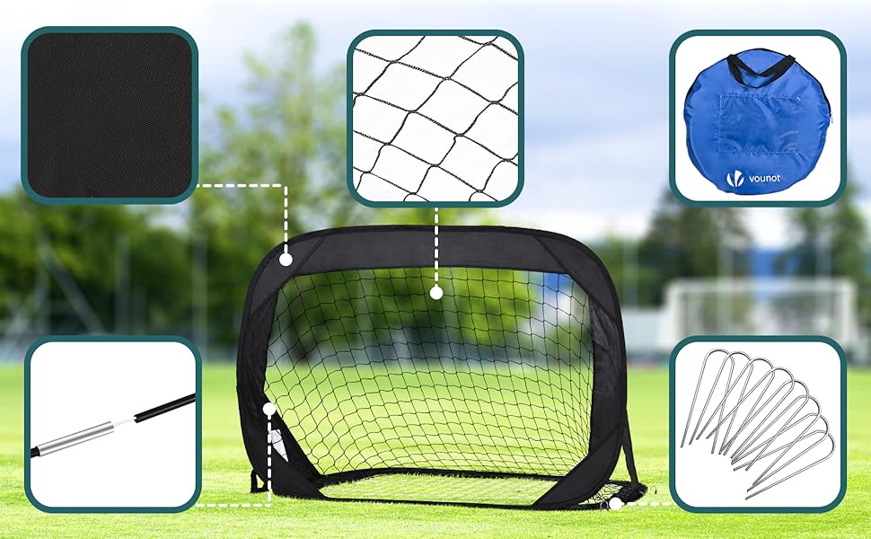 Набір з 2 воріт для футболу Vounot Pop-Up 120x80x80 см, дитячі, портативні, для саду, вулиці та тренувань 4-в-1