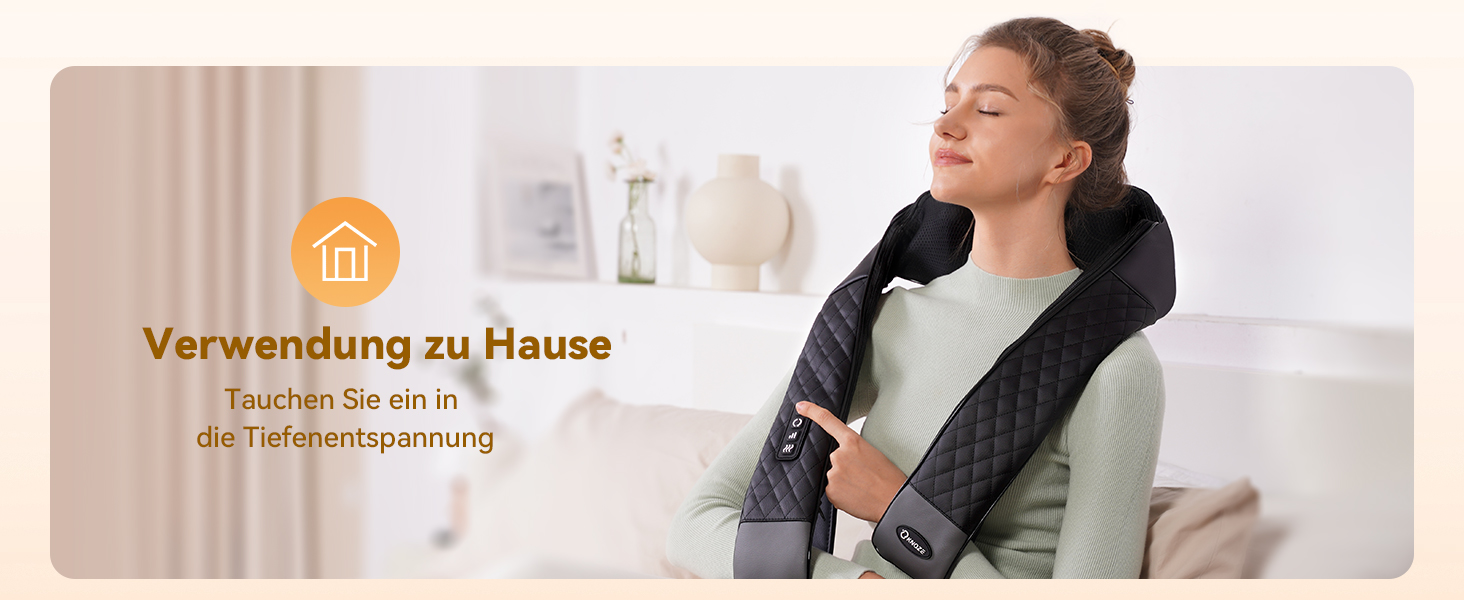 Масажер для шиї та плечей KNQZE® 4D Shiatsu бездротовий: глибокий масаж для зняття напруги в шиї, плечах та спині. Ідеальний подарунок для жінок, мам, тат.