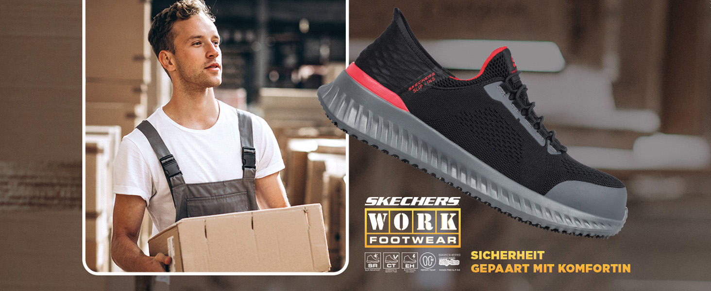 Черевики робочі Skechers Puxal ESD з композитною захисним носком, чорно-сині, 40 EU