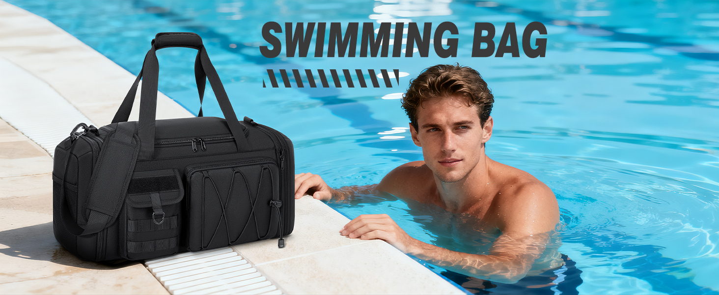 Спортивна сумка RAINSMORE 40L, водонепроникна, з відділенням для взуття, для чоловіків та жінок, чорна