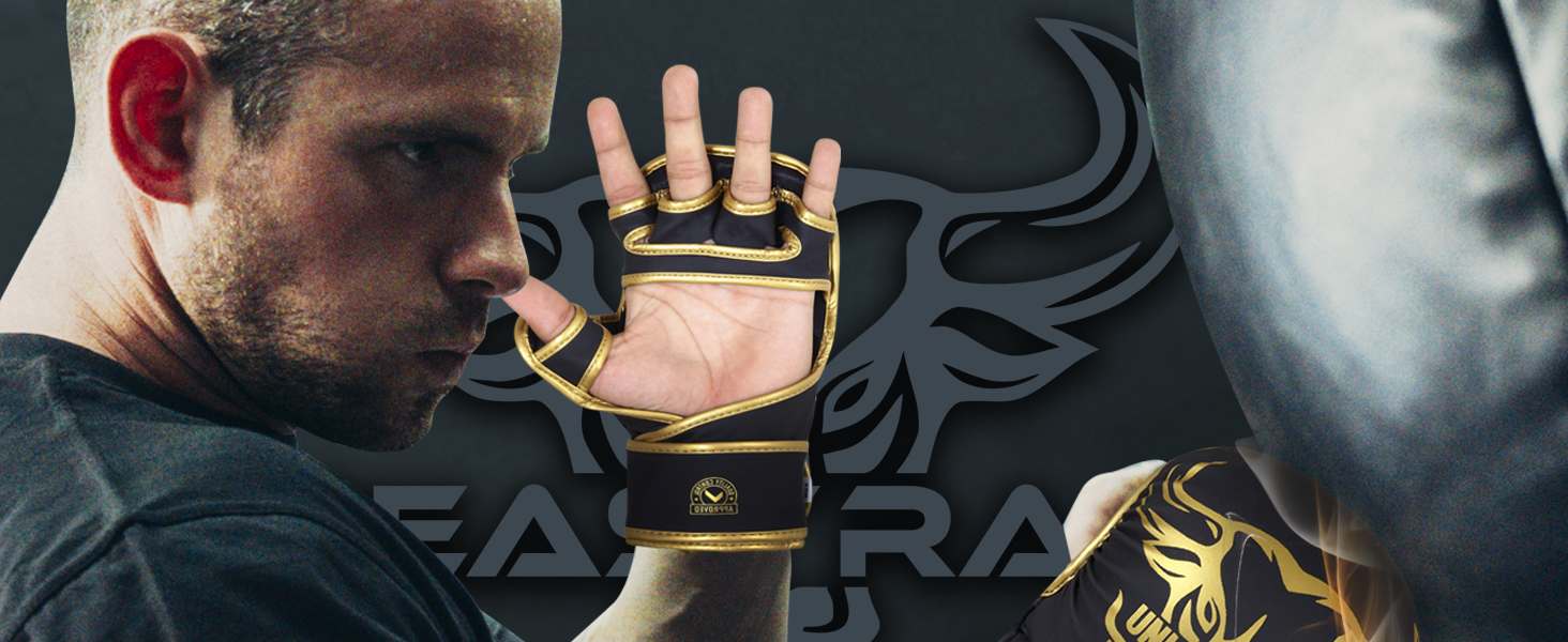 MMA рукавички BEAST RAGE для чоловіків та жінок: регульована підтримка зап'ястя, відкрита долоня, для бойових мистецтв, греплінгу, спарингу, муай-тай, кікбоксингу, Taekwondo
