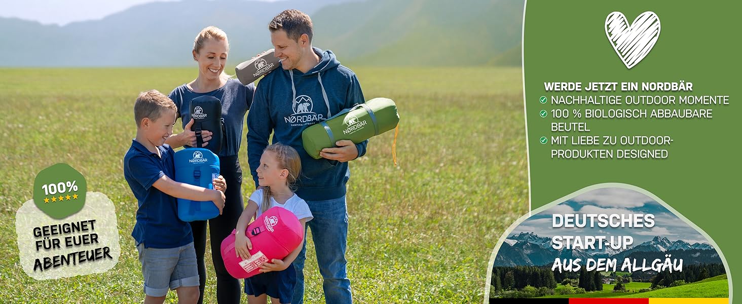 Надувний килимок для кемпінгу NORDBÄR® | Ultraleicht, з подушкою | Килимок для сну, подорожей, туризму | Сірий