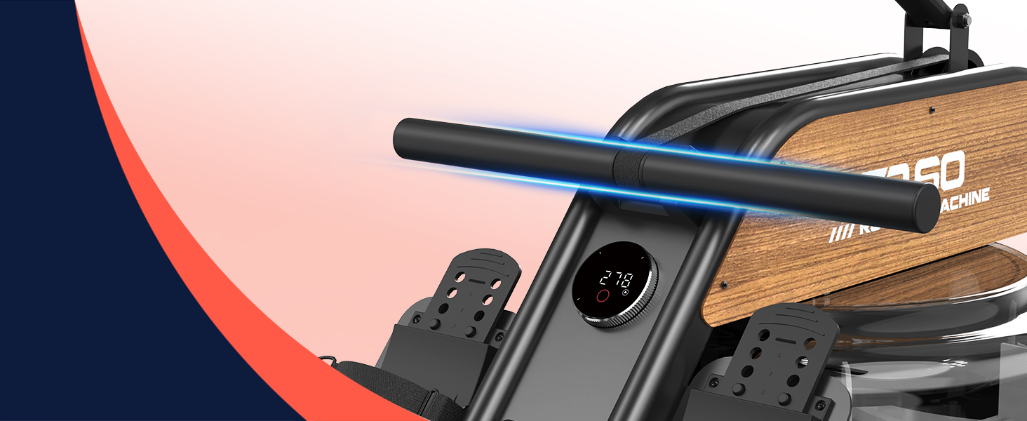 Гребний тренажер для дому з водою, Bluetooth дисплеєм, об'єм 28л, максимальна вага користувача 200см, 150кг, преміум-якість