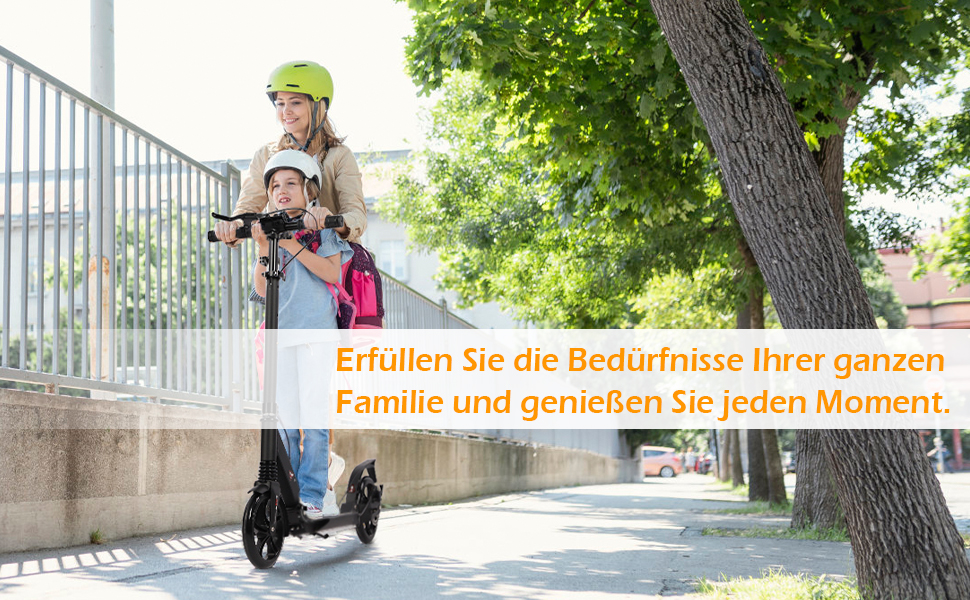 Дитячий складний самокат з великими колесами 200 мм, дискові гальма, регульована висота, з ремінним ременем (Чорний)